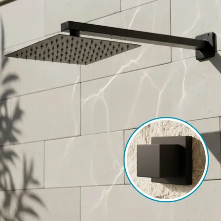 Ducha Quadrada Inox 30x30 Piscina Área Externa + Acabamento