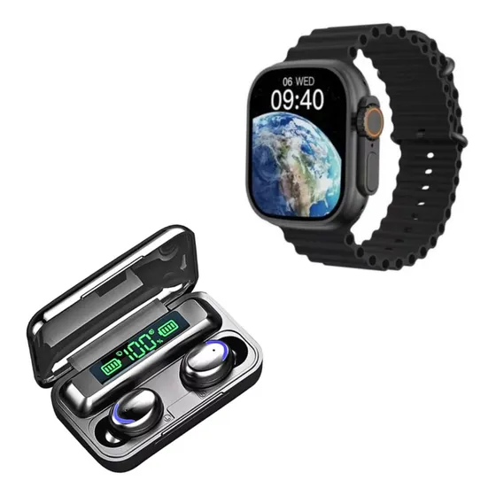 Kit Relógio Smartwatch T800 Ultra+fone De Ouvido Sem Fio M9