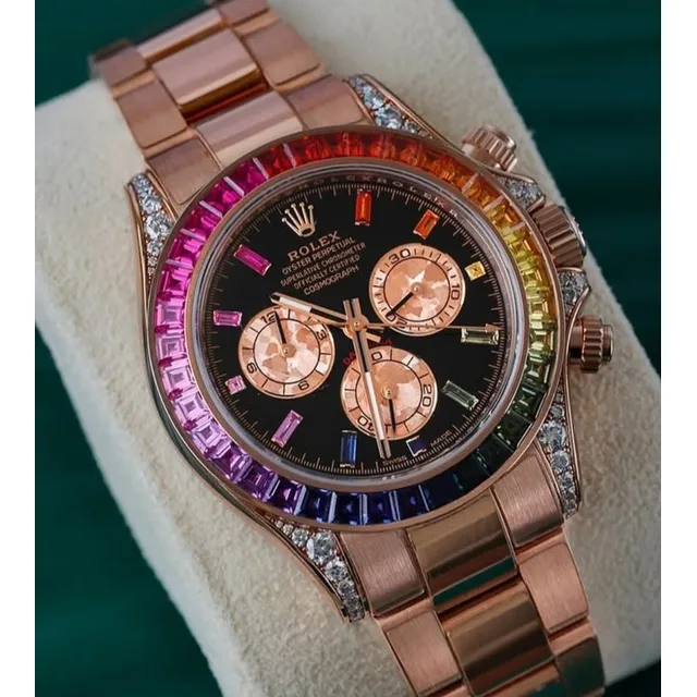 Rolex Rainbow Oro Rosa Swarovski Automático 41mm