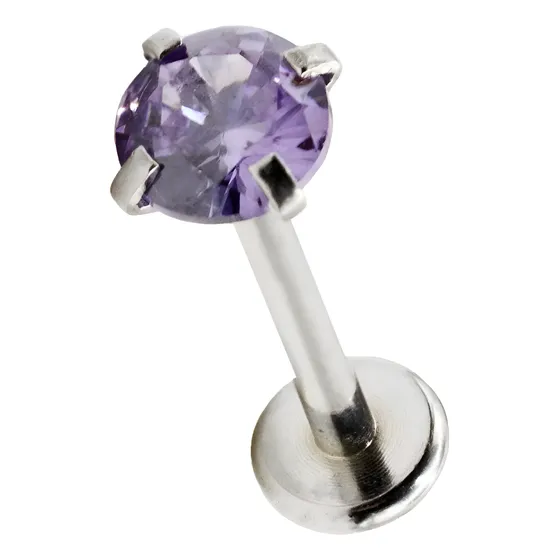 Piercing Labret Joya 4mm Lbjac Lila  Acero Quirurgico  1 Und