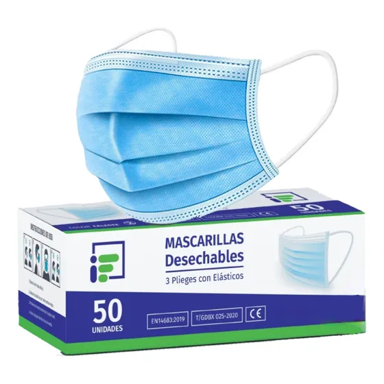 Mascarilla Quirurgica Desechable 50 Unidades Certificada Celeste
