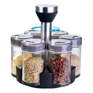 Especiero Giratorio 360º Acero Inoxidable 6 Frascos 120ml Especiero Giratorio 360º Acero Inoxidable 6 Frascos 120ml