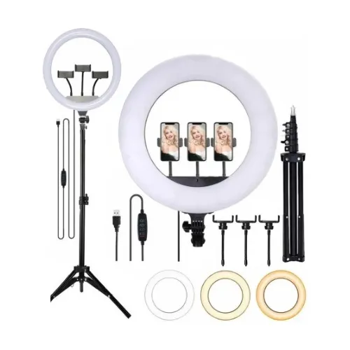 Ring Light Iluminador 14 Polegadas / 3 Suporte / Tripé Estrutura Preto 127/220v