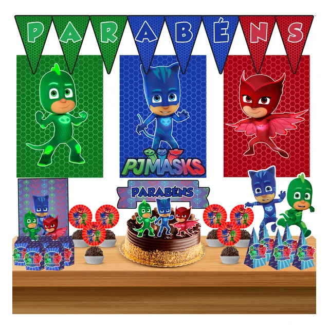 Kit Festa Pj Masks -só Um Bolinho 50pçs