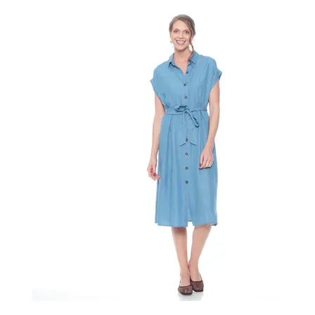 Vestido Wados Manga Corta Lyocell Con Lazo En Cintura