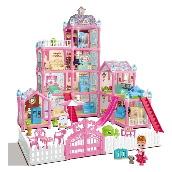 Casa Muñeca Con Luces Princesa 4 Pisos 275 Pcs
