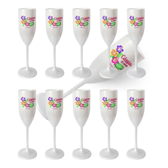 Taça Champagne 170ml Acrílico Personalizado Kit 70pçs