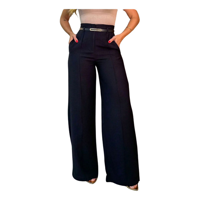Calça Feminina Pantalona Cinto Fino Moda Social Elegante Calça Feminina Pantalona Cinto Fino Moda Social Elegante