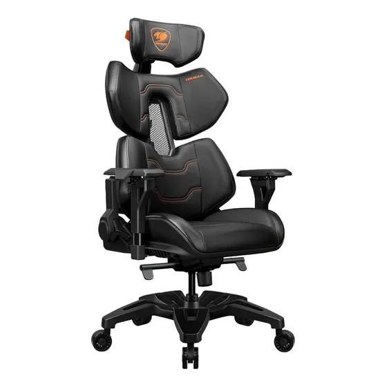 Silla de escritorio Cougar Terminator gamer ergonómica negra con tapizado de cuero sintético