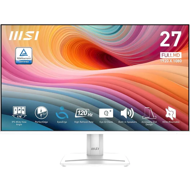 Monitor Msi Pro Mp275w E2, 27 Ips, Fhd, 120hz, 1ms Parlante Color Blanco