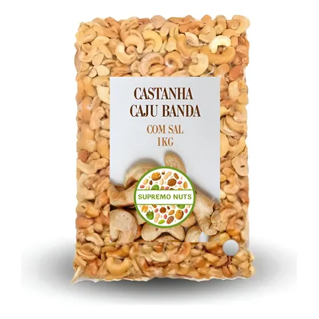 1kg Castanha De Caju Banda Torrada Com Sal Sem Sal Premium