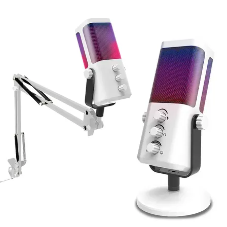 Micrófono De Streaming Podcast Rgb Bitbyte M7 Gamer Color Blanco