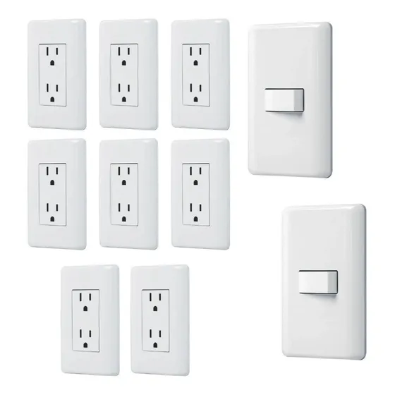 Kit De 10 Placas Contactos Dúplex Y Apagador Sencillo Blanco