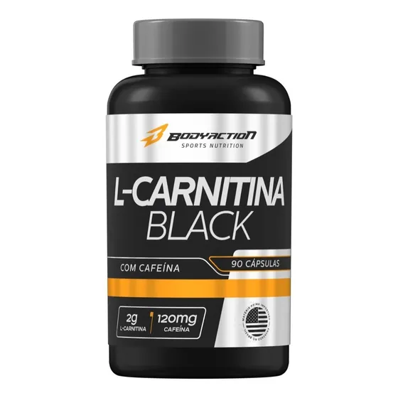 L Carnitina Black 2g C/ Cafeína 120mg 90 Cápsulas Bodyaction Sabor Sem sabor