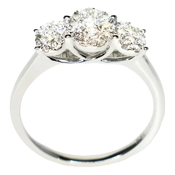 Anillo Compromiso 3 Rosetas Diamantes Oro 18k. Arrighi Joyas