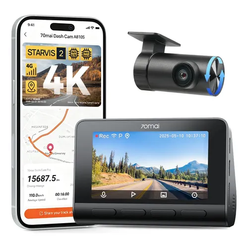 Camera Veicular 70mai Dash cam 3 Canais T800-41 4k+4k+1080p