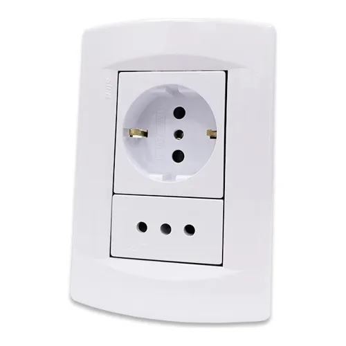 Plaqueta Armada T/cte 3 Línea + Schuko Blanco Puro