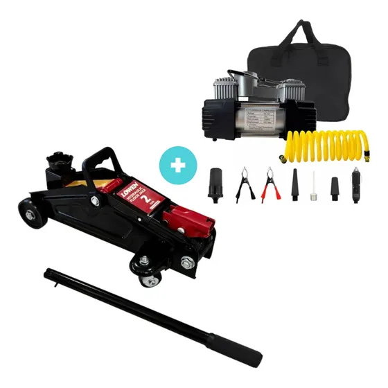 Combo Criquet Carrito 2ton + Mini Compresor 12v Lowen