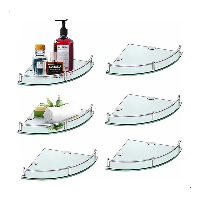 Repisas Estante De Vidrio para baño 6 Pisos Cristal Templano Lawuto Plateado