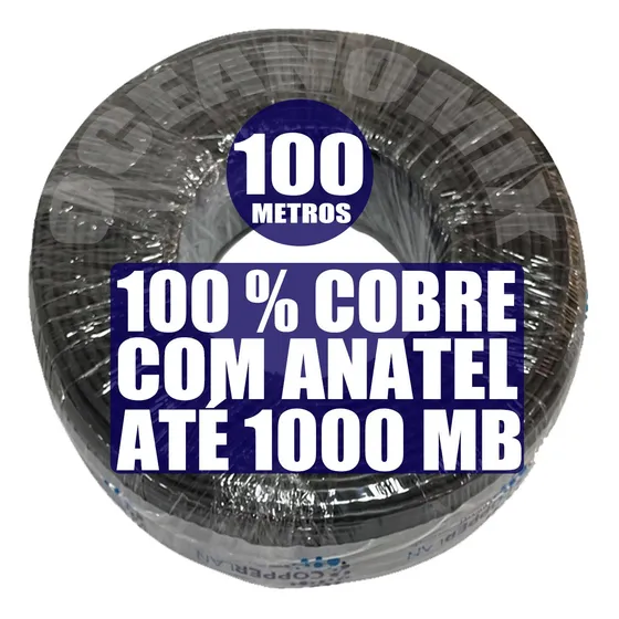Cabo Rede E Cftv Cat5e Rj45 Preto Rolo 100m Cabo Rede