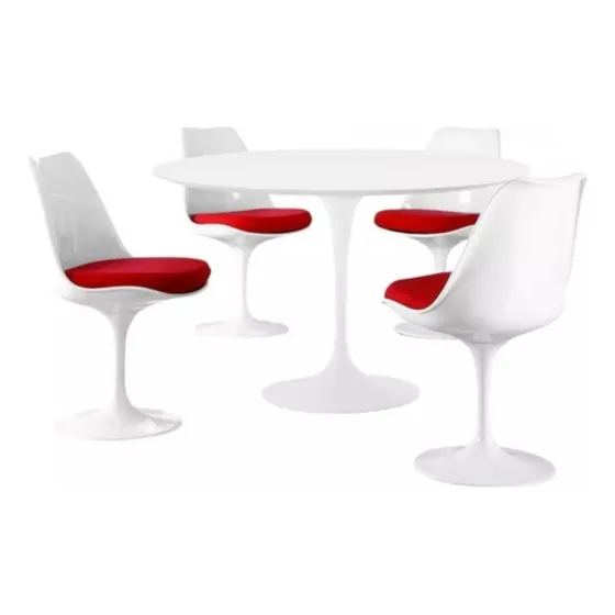 Mesa Tulip Blanca 120 Cm Tapa Blanco Patas Blanco