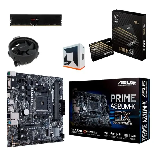 Combo Gamers Amd Athlon 3000g+ 8gb Ddr4+ 512gb Ssd+ A320m
