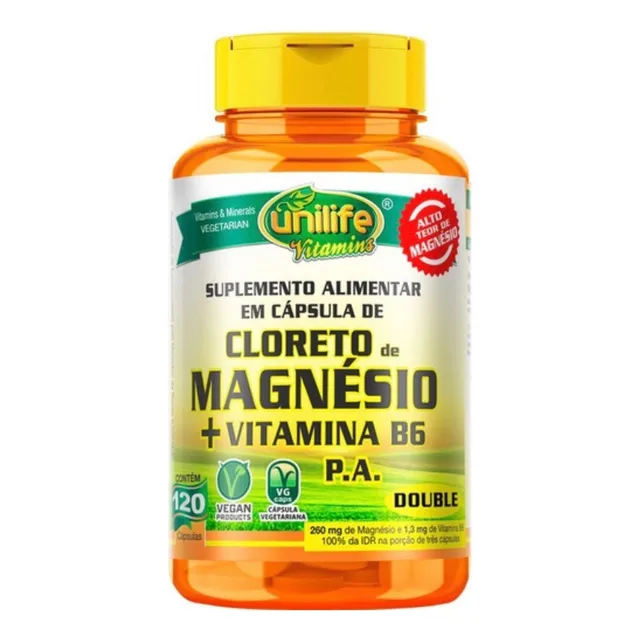 Cloruro De Magnesio + Vitamina B6 Unilife 120 Cápsulas