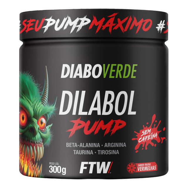 Dilabol Pump Pré Treino Pote 300g Sabor Frutas Vermelhas Diabo Verde - Ftw Dilabol Pump Pré Treino Pote 300g Sabor Frutas Vermelhas Diabo Verde - Ftw