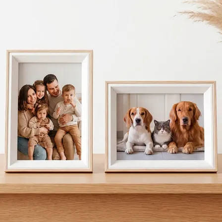 Kit 2 Porta Retratos 15x20 Madeira Parede E Mesa Elegante Madeira E Branco