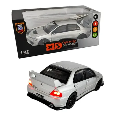 Carrinho Miniatura Metal Mitsubishi Lancer Evolution 1/32 Prateado