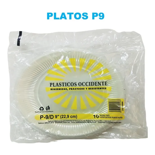 Platos Plásticos Desechable Transp P-9 10unid  Precio 2 Paqt