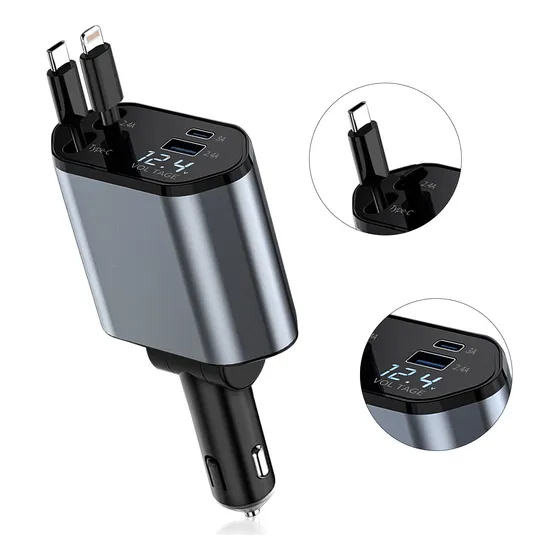 120w Fast Flash Cargador  Coche 4 En 1 Para iPhone Y Android