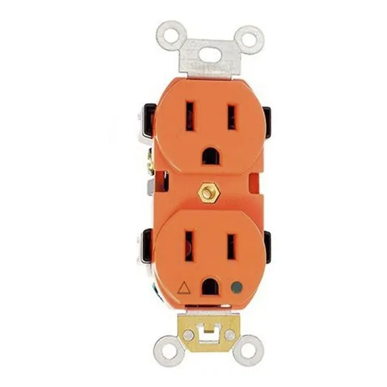 Contacto Eléctrico Dúplex De Tierra Aislada Naranja 10pzs