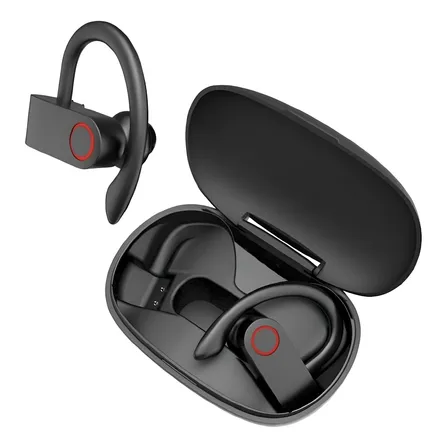 Audifonos Deportivos Inalambricos Linkon Bluetooth Estuche Recarga Earspcharge Color Negro