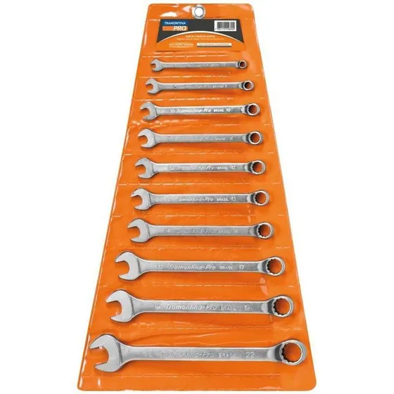 Juego de llaves combinadas Tramontina Pro Crv de 6 a 22 mm, 10 piezas