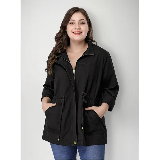 Chamarras Talla Grande Abrigo Anorak Con Bolsillos Y Cordón