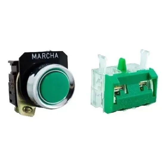 Botonera Pulsador Aea Rasante C/ Contacto Na Ø22mm Verde