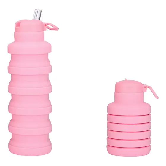 Termo Botella Con Pitillo Fitness Plegable Agua Gym 500ml