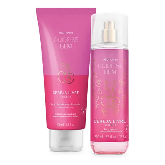 Combo Cuide-se Bem Cereja Livre: Loção Corporal 200ml + Body Splash 200ml