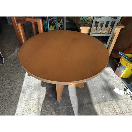 Mesa De Madera Maciza Redonda Sin El  Vidrio 109x74cm