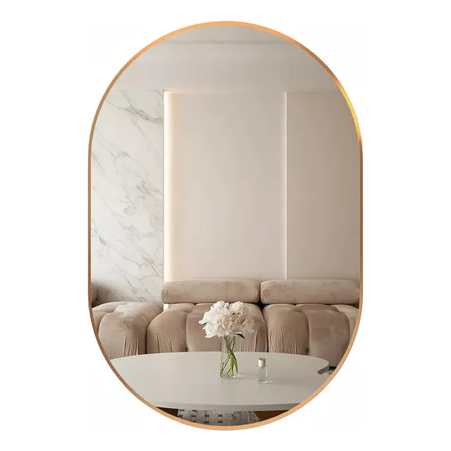 Conguiliao Espejo De Pared Ovalado De 50×75cm Espejo De Baño Marco Dorado