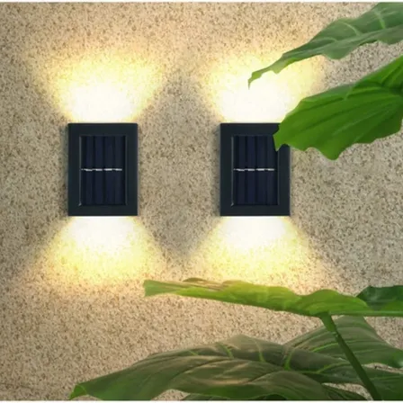 Pack X2 Aplique solar Led solar Exterior Resiste Impermeable Luz Cálida negro