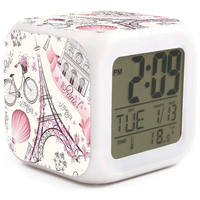 Reloj Despertador Paris 7 Color Que Cambian Luz Nocturna
