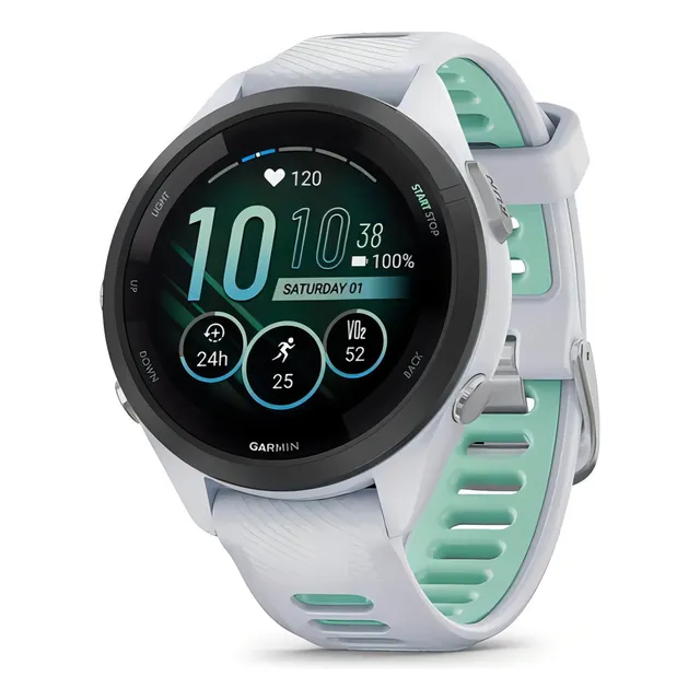 Smartwatch Garmin Forerunner 265s Sport Branco, Tela 1.1", Caixa 42mm, Pulseira Silicone, GPS, Bluetooth, NFC