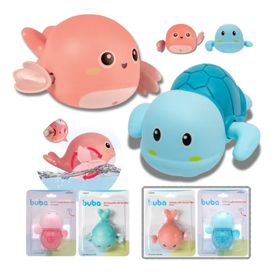 2 Brinquedos Corda Banho Banheira Piscina Baleia Tartaruga