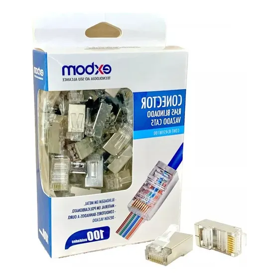 Conector Blindado Rj45 Macho Cat5 Compatível Com Cat6/cat6e