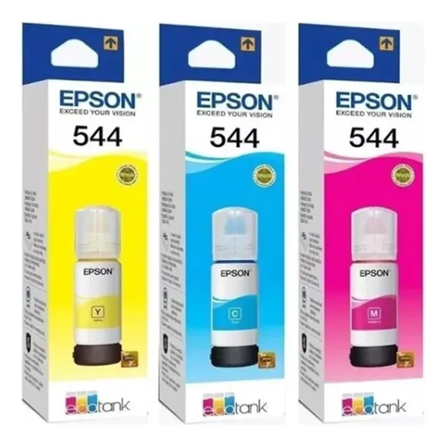 Kit de recarga de tinta Epson 544, tinta de colores amarillo, cian y magenta