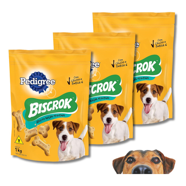 Kit 3 Petisco Para Cães Adultos Raças Pequenas Pedigree 1kg