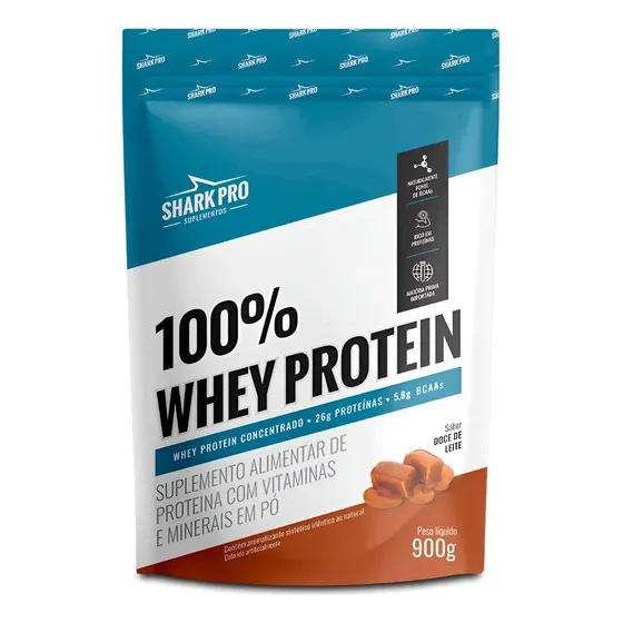 100% Whey Protein Conc Refil 900g Grow Soldiers - Shark Pro Sabor Doce De Leite