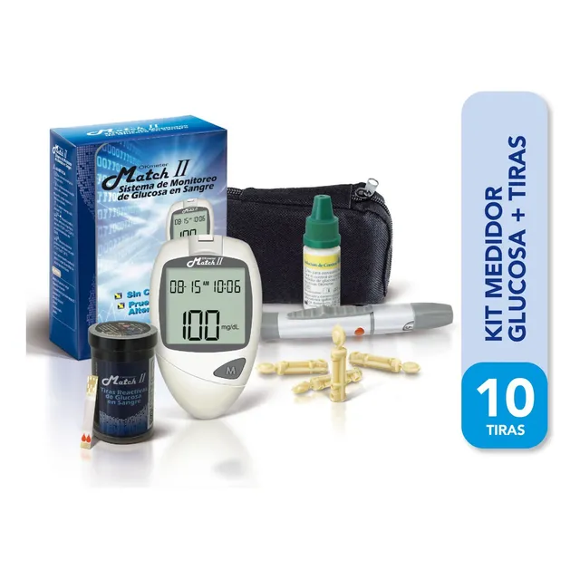 Kit Glucometro Match Ii Medidor De Glucemia